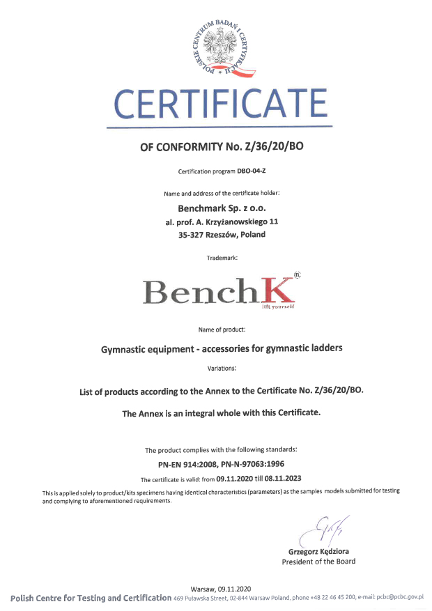 Wall bar security certificate BenchK