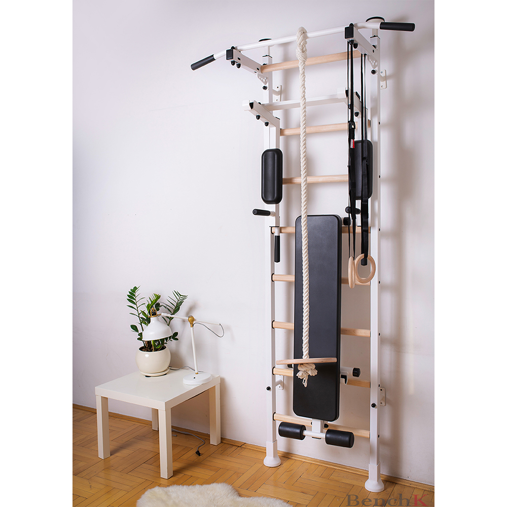 White gymnastic wall bar for kids with accessories BenchK 414